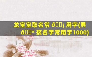 龙宝宝取名常 🐡 用字(男 🐺 孩名字常用字1000)